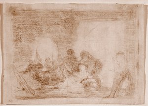 戦争の惨禍：妻へのレイプを目撃した男の話（ドローイング 作： Francisco de Goya