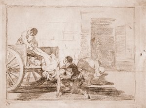 戦争の惨禍 : 墓場への車の積み込み（準備画 作： Francisco de Goya