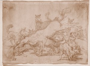 The Disasters of War : He defends well (preparation drawing) 作： Francisco de Goya