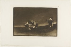 同じ男がマドリッドの土俵に雄牛を投げる、『闘牛の芸術』のプレート 16 作： Francisco Jose de Goya y Lucientes