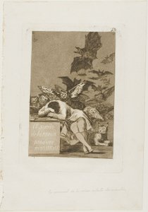 The Sleep of Reason Produces Monsters、『ロス カプリチョス』のプレート 43 作： Francisco Jose de Goya y Lucientes