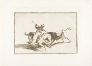 The Spirited Moor Gazul is the first to spear Bulls Using Rules, The Art of Bullfighting のプレート 5 作： Francisco Jose de Goya y Lucientes