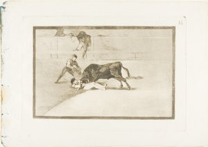 マドリッドのリングでのペペ・イッロの不運な死、『闘牛の芸術』のプレート 33 作： Francisco Jose de Goya y Lucientes
