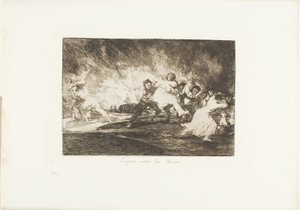 The Disasters of War のプレート 41、They Escape through the Flames 作： Francisco Jose de Goya y Lucientes