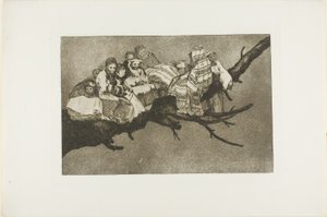 枝の間を行く」、すなわち「帽子をかぶって話す」、『Los Proverbios』より3枚目 作： Francisco Jose de Goya y Lucientes