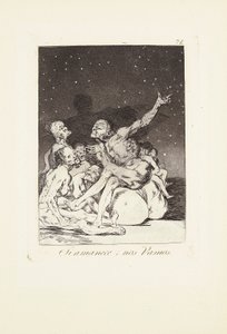 日が明けたら休みます (Si amanece; nos vamos) プレート 71 から: Los Caprichos 作： Francisco Jose de Goya y Lucientes