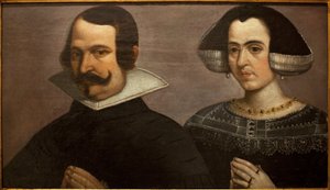 祈りを捧げる若いカップルの肖像。フランシスコ・パチェコ（1564-1644）による1630年頃の作品。スペイン、セビリア美術館蔵 作： Francisco Pacheco