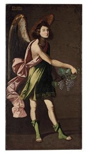 聖体の寓意：ブドウを運ぶ天使 作： Francisco Polanco