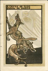 フランシスコ・サンチャ・レンゴ(1874-1936)のイラスト - 1915年頃のフライング・リーフ - A carne de lobo diente de perro - 14 -18年戦争, ドイツ プロイセン, イギリス グレートブリテン, 交戦国とシンボル, フランス, スペイン語, 海外報道 - ウィリアム2世, 犬, 隠す 作： Francisco Sancha y Lengo
