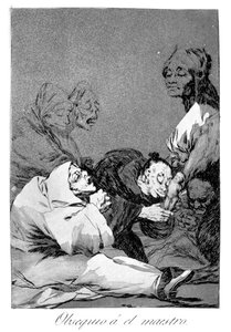 マスターへの贈り物、1799 作： Francisco de Goya