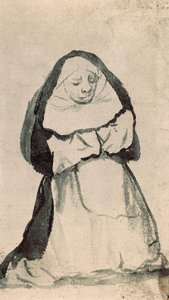 跪いて祈る修道女 19世紀初頭（ドローイング 作： Francisco de Goya