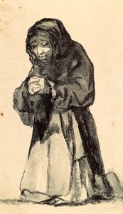 跪いて祈る老婆 19世紀初頭（ドローイング 作： Francisco de Goya