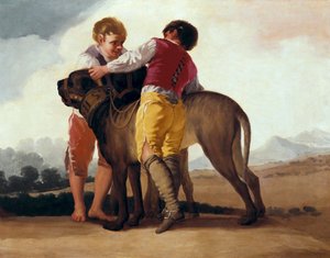 マスティフを連れた少年たち」1786年頃（厚紙に油彩 作： Francisco de Goya