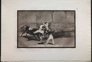 闘牛: 闘牛場で雄牛に捕まったムーア人 作： Francisco de Goya