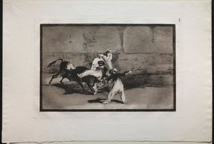 闘牛：闘牛場で捕まったムーア、1876年。 作： Francisco de Goya