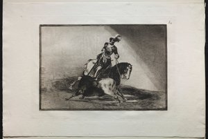 闘牛: シャルル 5 世が雄牛を槍で突き刺す 作： Francisco de Goya
