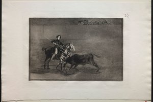 闘牛：サラゴサの指輪で有名なパフエレラの男らしい勇気、1876。 作： Francisco de Goya