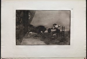 闘牛：サラゴサのリングでのマルティンチョの大胆さ、1876。 作： Francisco de Goya