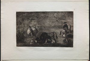 闘牛: 雄牛に放たれた犬 作： Francisco de Goya