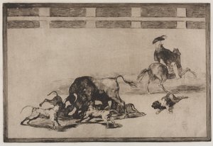 闘牛: 彼らは雄牛に犬を放します 作： Francisco de Goya