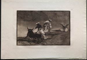 闘牛：彼らは囲いの中でケープと共に別の遊びをします、1876。 作： Francisco de Goya