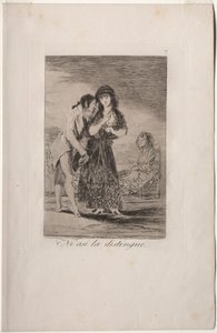 カプリコス：だから彼は彼女を作ることができない。 作： Francisco de Goya