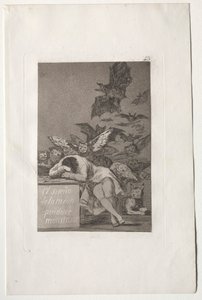 Caprichos：The Sleep of Reasonはモンスターを生み出します。 作： Francisco de Goya