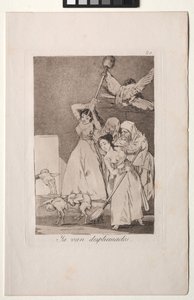 Caprichos: There They Go Plucked (つまり、フリース) 作： Francisco de Goya