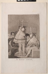 Caprichos: 彼らはすでに席を確保しています (つまり、最下位) 作： Francisco de Goya
