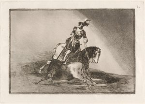 バリャドリッドの広場で雄牛を槍で突き刺すカルロス V. 作： Francisco de Goya