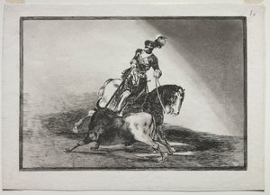 チャールズ5世がバリャドリッドの闘牛場で闘牛をしている、1815年-1816年。 作： Francisco de Goya