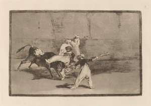 Caught by a Moor while in the square (A Moor Caught by the Bull in the Ring) 作： Francisco de Goya