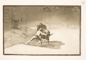 有名なマルティンチョはギャングを置き、彼の体の動きで雄牛をだまします 作： Francisco de Goya