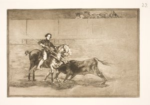 サラゴサでの（闘技場での）パジュエレラの男らしい勇気を称えた 作： Francisco de Goya