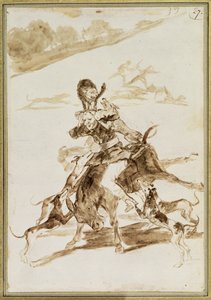 ラバの男を襲う犬（紙にトイレ） 作： Francisco de Goya