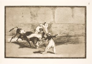 アリーナで雄牛に捕らえられたムーア人 作： Francisco de Goya