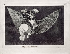シリーズLos Disparates Follies、1815-1819のフライングフォリー 作： Francisco de Goya
