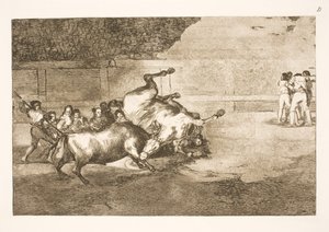 雄牛によって地面に投げつけられた馬 作： Francisco de Goya