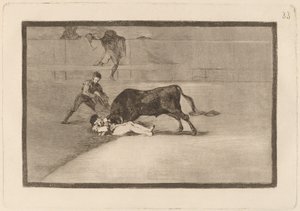 マドリード広場でのペペ イッロの不運な死 (マドリッドのリングでのペペ イッロの不運な死) 作： Francisco de Goya