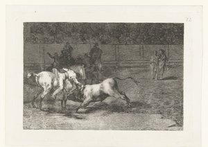 Mariano Ceballos doodt een stier マドリアーノ・セバロス、別名エル・インディオが馬から雄牛を殺す 闘牛（シリーズタイトル） Stierenvechten (シリーズタイトル) 作： Francisco de Goya