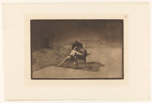 Martincho in gevecht met een stier バンデリラを破産させた有名なマルティンチョ Stierengevechten (シリーズタイトル) La Taureaumachie (シリーズタイトル) 闘牛（シリーズタイトル） 作： Francisco de Goya