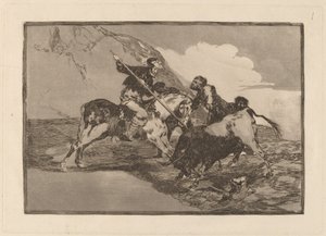 古代スペイン人が野原で馬に乗って雄牛を狩る方法) 作： Francisco de Goya