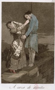 歯の狩猟、18世紀後半の「Los caprichos」のプレート12（カラーエッチング）（81631も参照） 作： Francisco de Goya