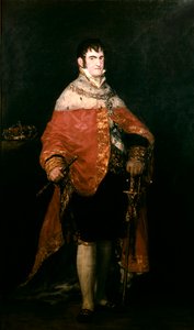 スペイン王フェルディナンド7世（1784-1833）の肖像（マントを持つ 作： Francisco de Goya