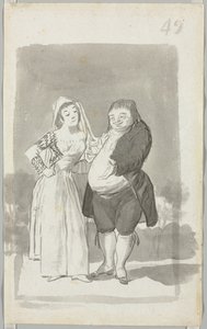 太った醜い男を勧誘する売春婦 (直訳) 作： Francisco de Goya