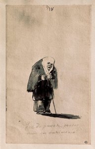 Que disparate, pensar aun en matrimonio (What nonsense, to still think of marriage), 1819-23年頃 (筆、墨、黒石による下絵、白の敷紙に) 作： Francisco de Goya