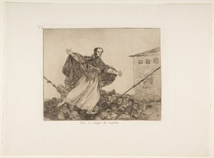 Que se rompe la cuerda（紐が切れますように）、『戦争の惨禍（Los Desastres de la Guerra）』より第77版、1814-15年以降、1863年出版（エッチング、アクアチントまたはラビス＆ドライポイント）。 作： Francisco de Goya