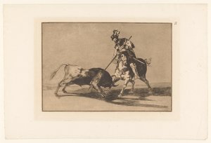 Rodrigo Díaz de Vivar verwondt een stier 別の雄牛を槍で突き刺すエル シッド カンペアドール Stierengevechten (シリーズタイトル) La Taureaumachie (シリーズタイトル) 闘牛（シリーズタイトル） 作： Francisco de Goya