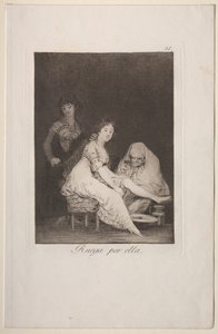 カプリチョス: 彼女は彼女のために祈る 作： Francisco de Goya