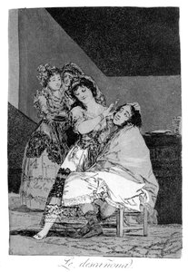 彼女は彼から逃げる、1799 作： Francisco de Goya